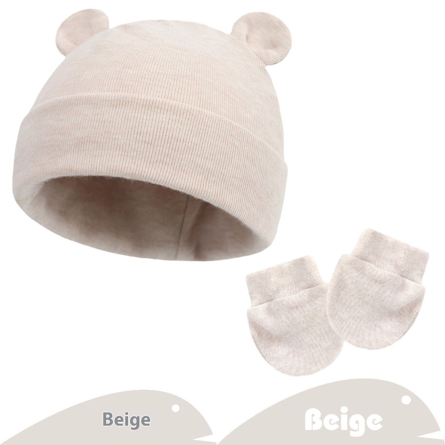 Newborn Gloves Hat Two-piece Set Keep Baby Warm Cashmere Thickened