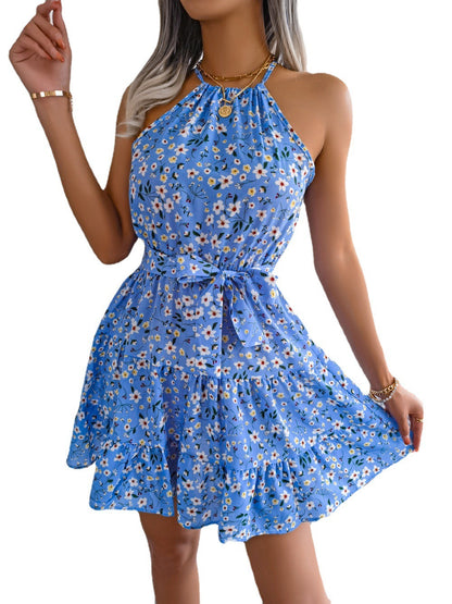 Spring And Summer Leisure Ruffled Large Swing Floral Dresses