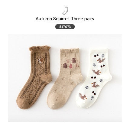 Cartoon Mid Tube Trendy Cotton Women's Socks