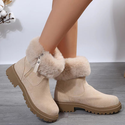 Warm Plush Side-Zipper Snow Boots