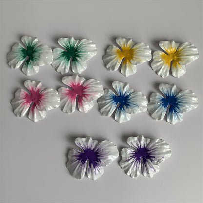 Multicolor Oildrop Spray Paint Large Flower Earrings