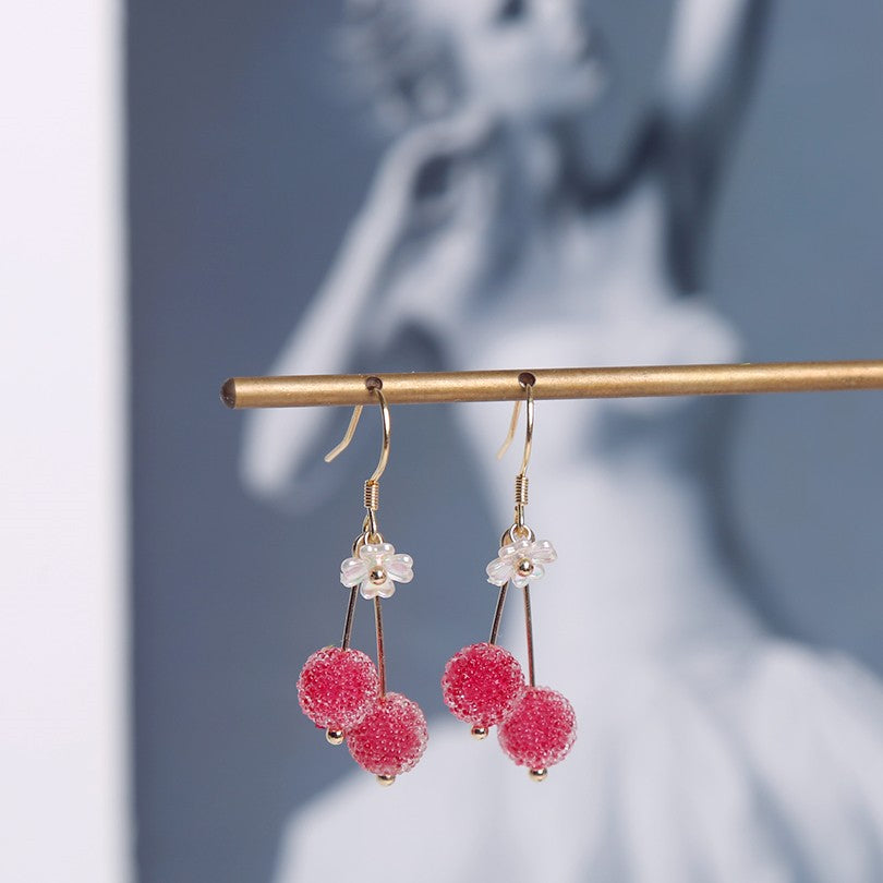 S925 Silver Needle Cherry Earrings