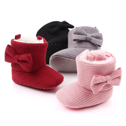 Winter Velvet Bow Boots Baby Shoes Boots Baby Cotton Boots Baby Shoes Snow Boots