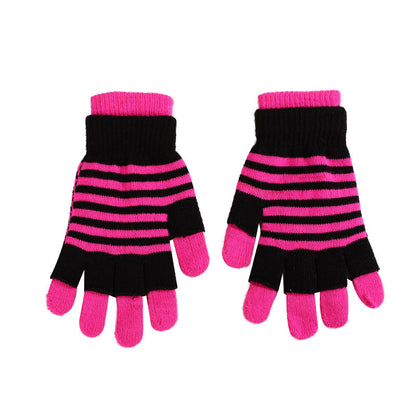 Striped Gloves Double Layer