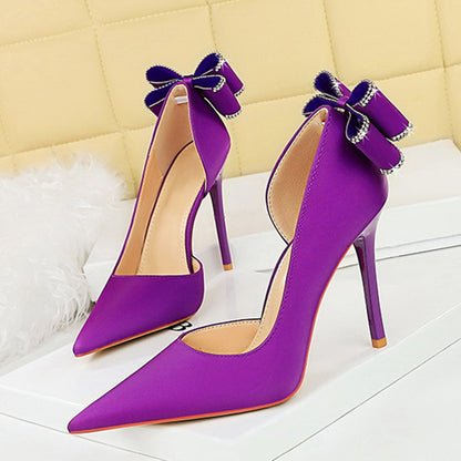 Sexy Low-cut Pointed Toe Rhinestone Stiletto Heels