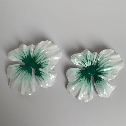 Multicolor Oildrop Spray Paint Large Flower Earrings