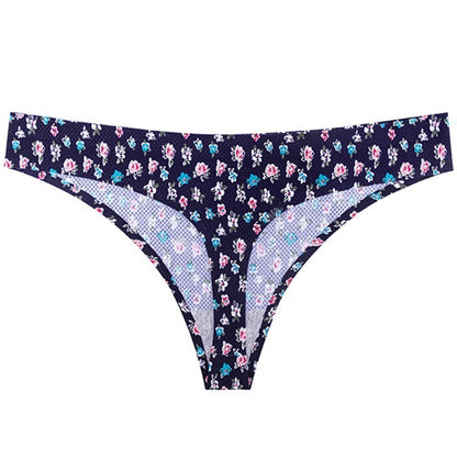 Flower printed low waist thong women