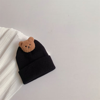 Baby wool hat winter bear cute 0-1 year old