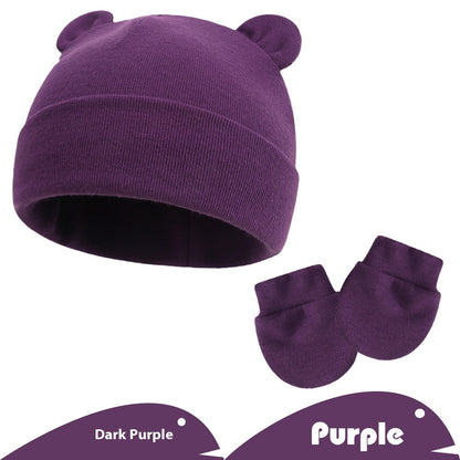 Newborn Gloves Hat Two-piece Set Keep Baby Warm Cashmere Thickened