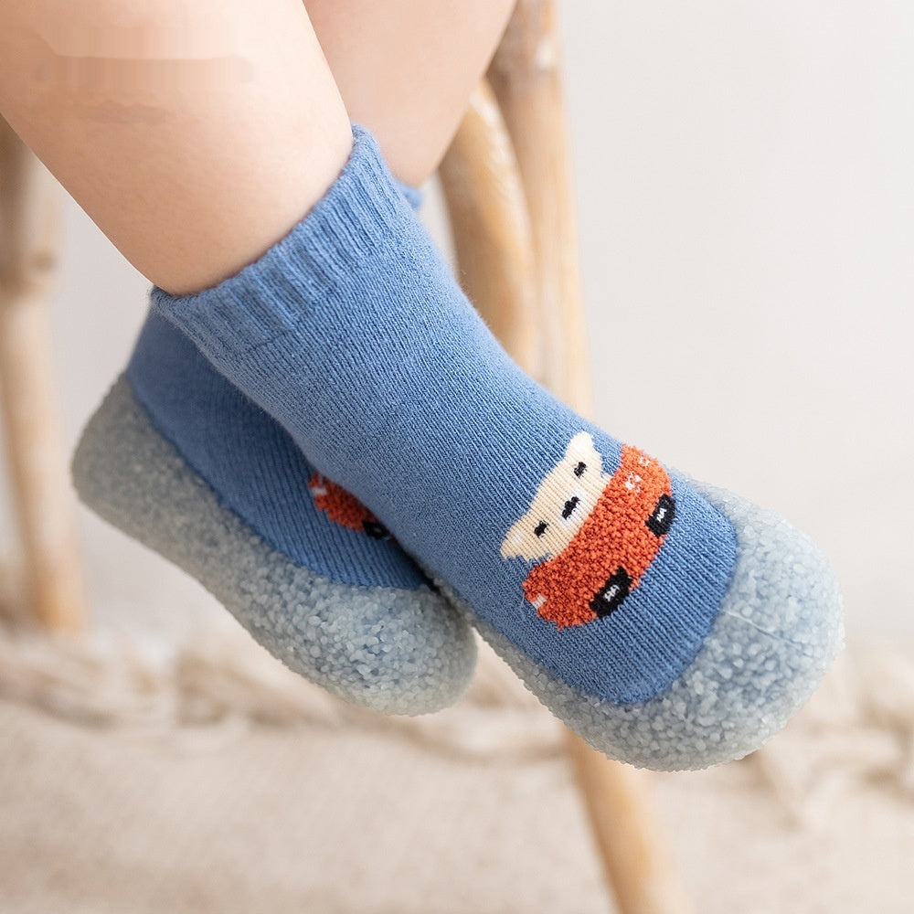 Autumn And Winter Non-slip Cartoon Velvet Extra Thick Fluffy Loop Sock Shoes