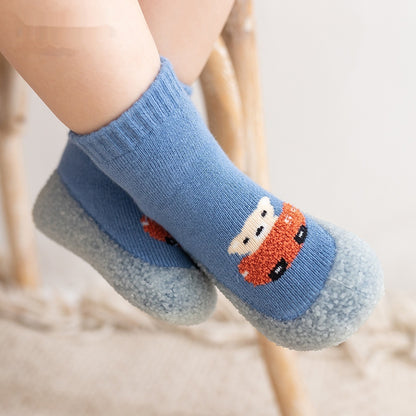 Autumn And Winter Non-slip Cartoon Velvet Extra Thick Fluffy Loop Sock Shoes