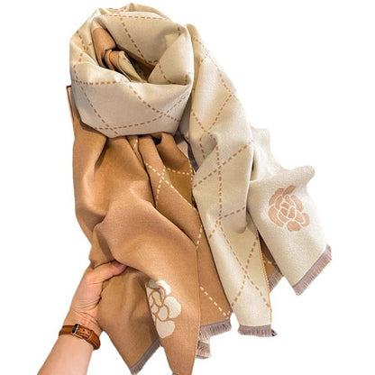 Camellia Artificial Cashmere Thick Warm Scarf