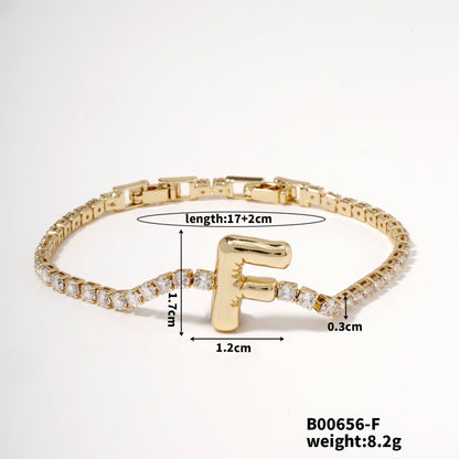 Buckle English Letter Bracelet Female Zircon