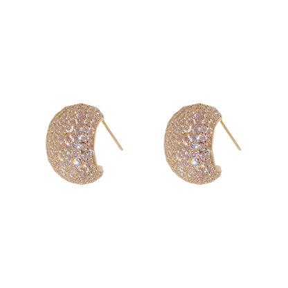 Zirconium Silver Needle Stud Earrings