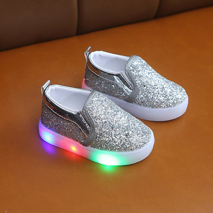 Sequined light children's shoes