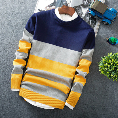 Horizontal-Striped Casual Sweater