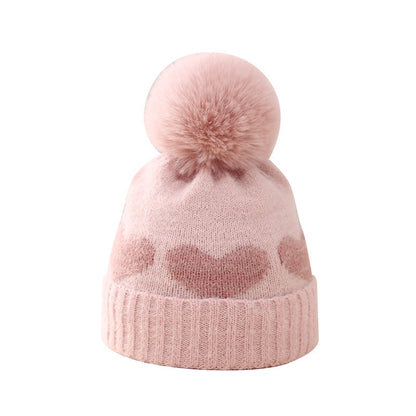 Baby Hat Double-layer Thickened Jacquard Heart