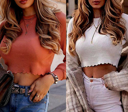 Plain Basic Stretch T- Shirts Crop Tops