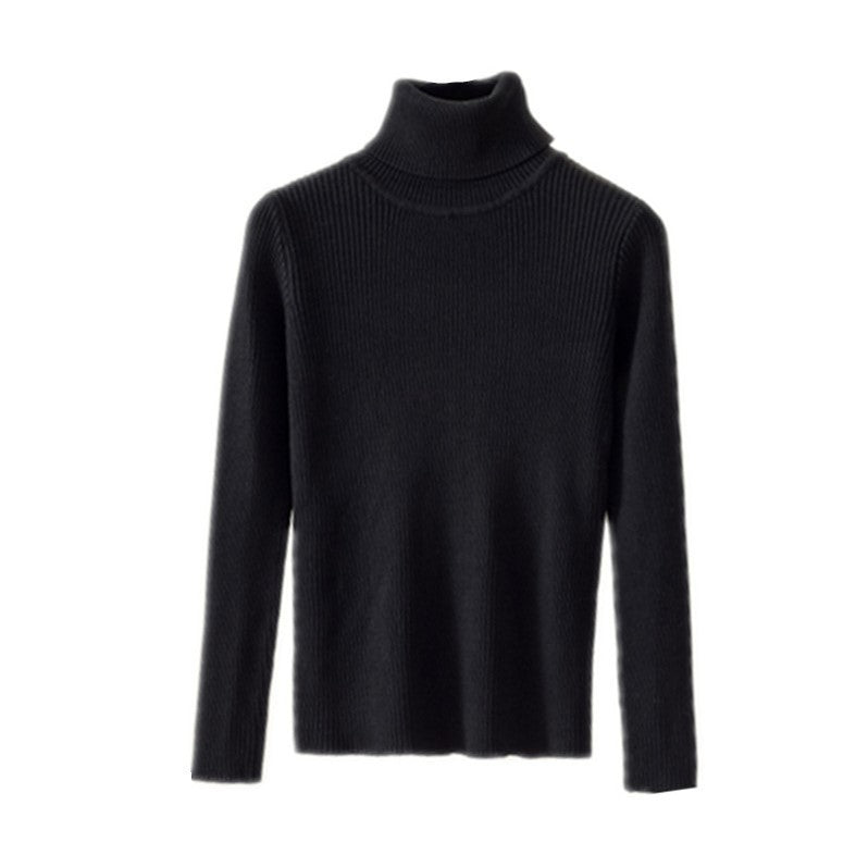 Tight pullover turtleneck sweater for women