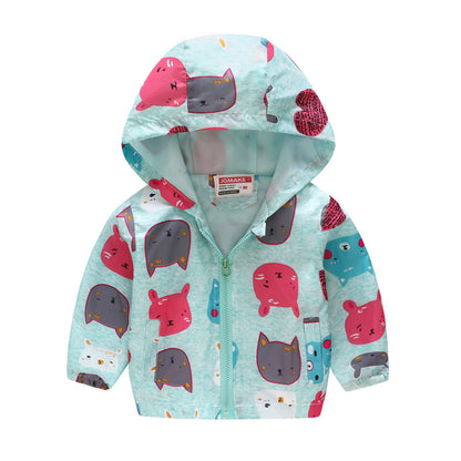 Hooded jackets with print pattern