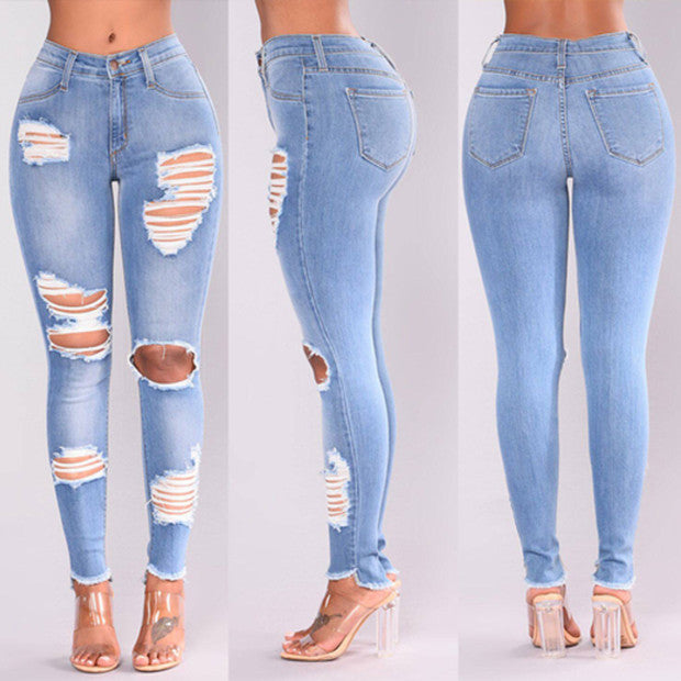 Denim ripped jeans