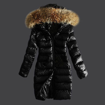 Long Quilted Jacket With Fur Collar