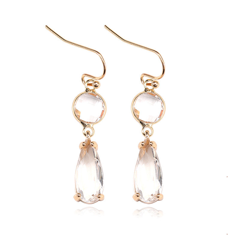 Copper Edging Glass Crystal Pendant Earrings