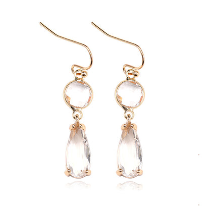 Copper Edging Glass Crystal Pendant Earrings