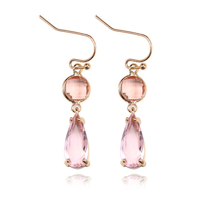 Copper Edging Glass Crystal Pendant Earrings