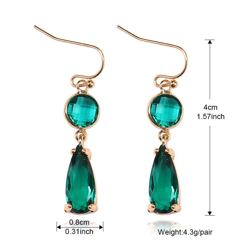 Copper Edging Glass Crystal Pendant Earrings