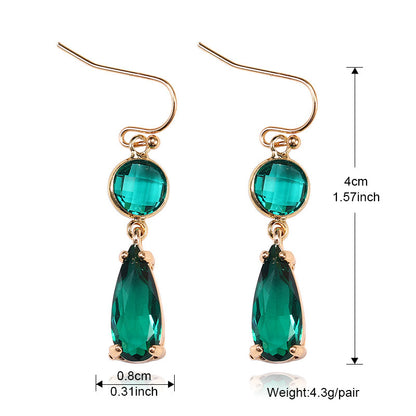 Copper Edging Glass Crystal Pendant Earrings