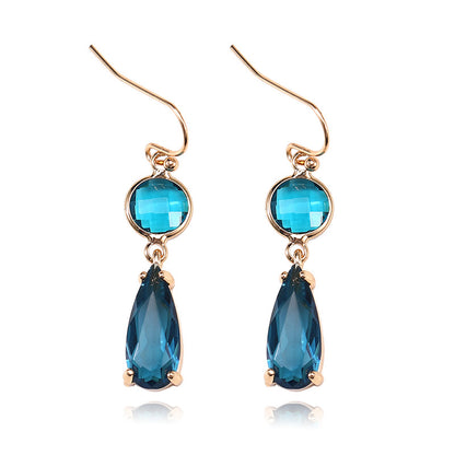 Copper Edging Glass Crystal Pendant Earrings