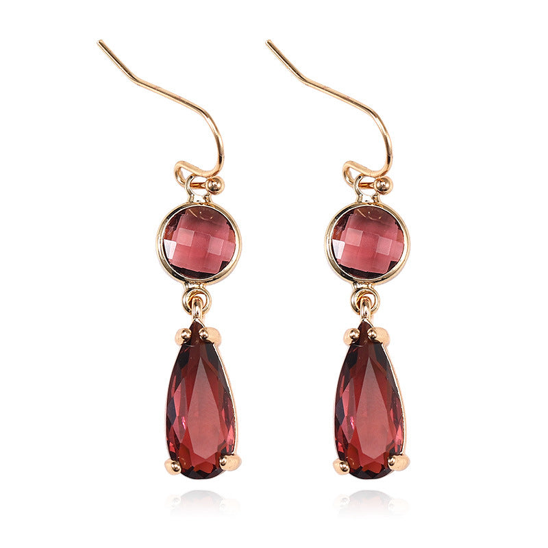 Copper Edging Glass Crystal Pendant Earrings