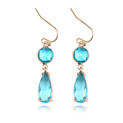 Copper Edging Glass Crystal Pendant Earrings