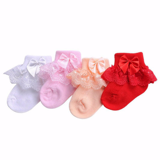 Bow lace baby socks