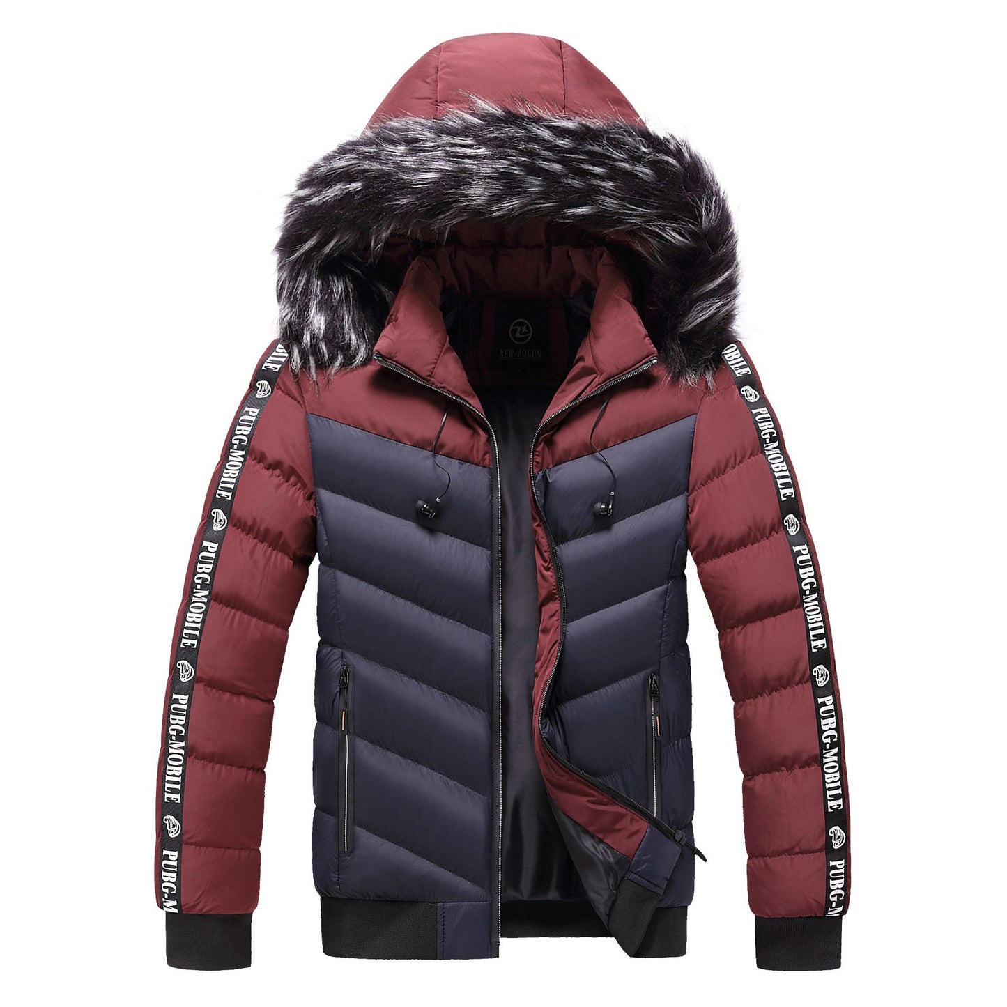 Chaquetas acolchadas de algodón con cuello de piel de invierno para hombre