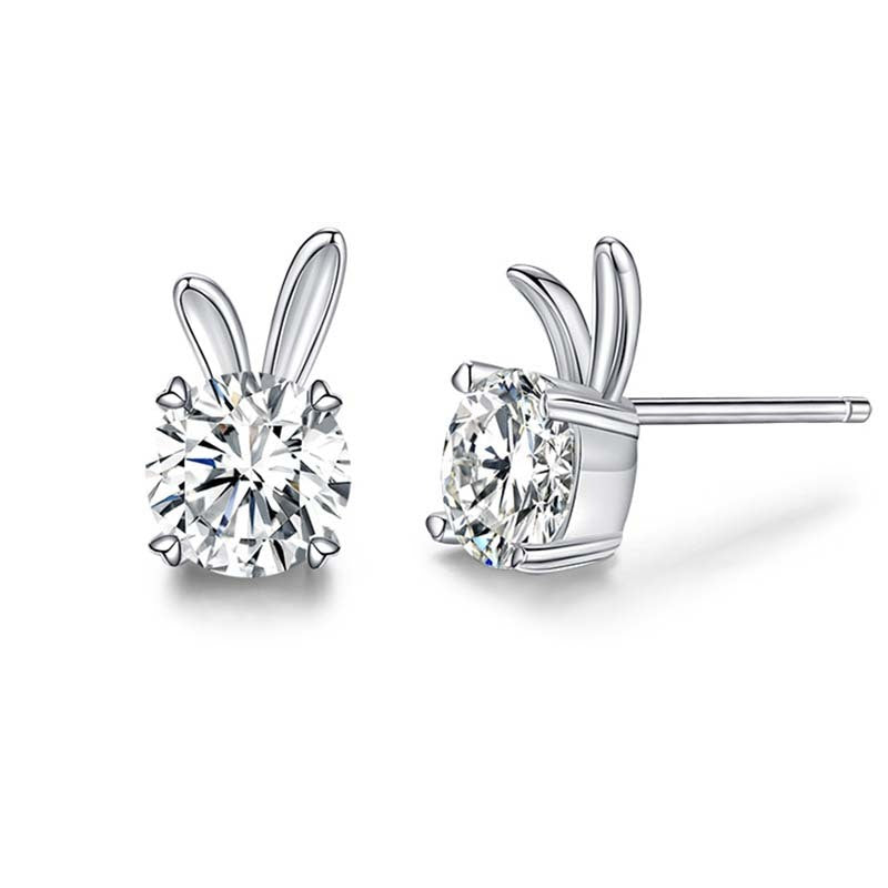 Rabbit Moissanite Sterling Silver Earrings