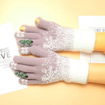 Open Finger Fleece-lined Gloves for Touch Screen