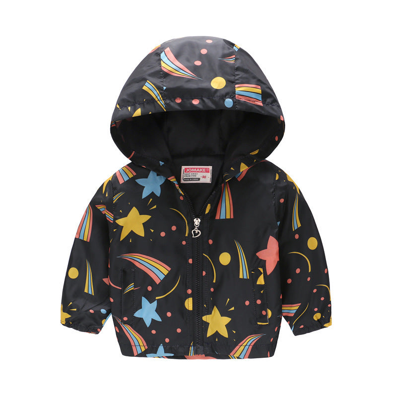 Hooded jackets with print pattern