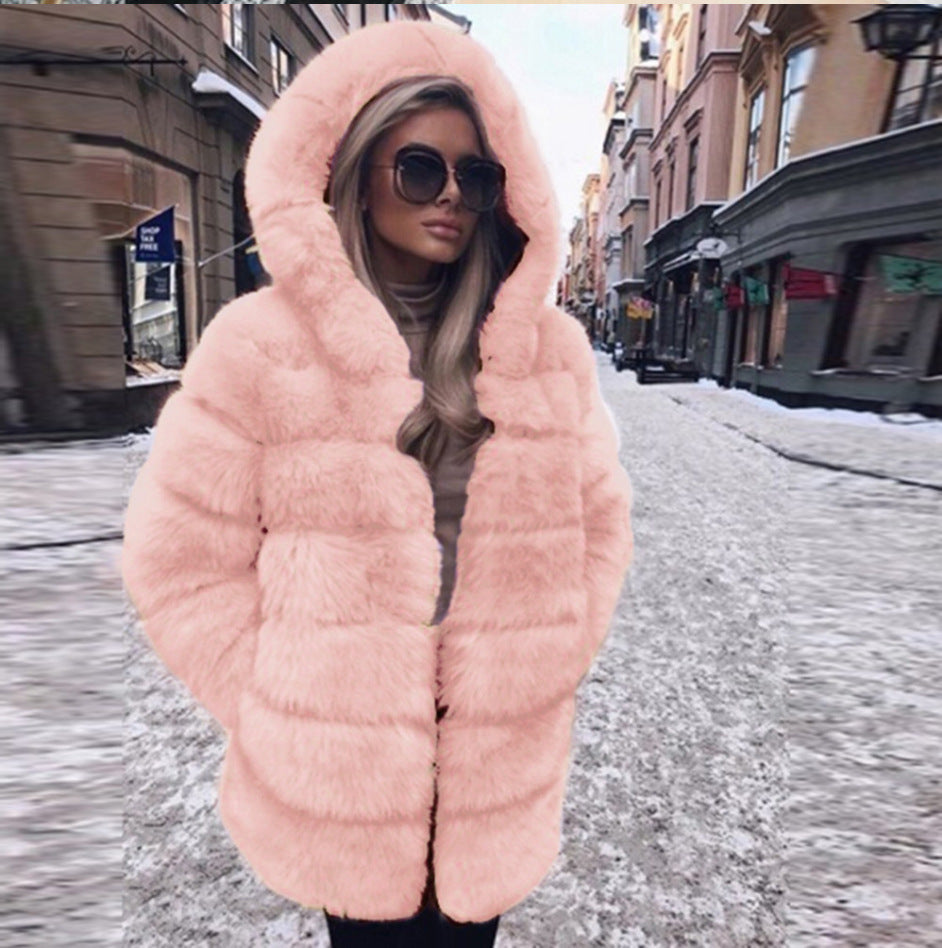 Luxury winter warm fluffy faux fur coats