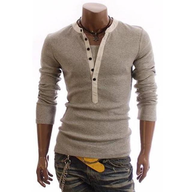 Camisetas con cuello en V para hombre de estilo británico