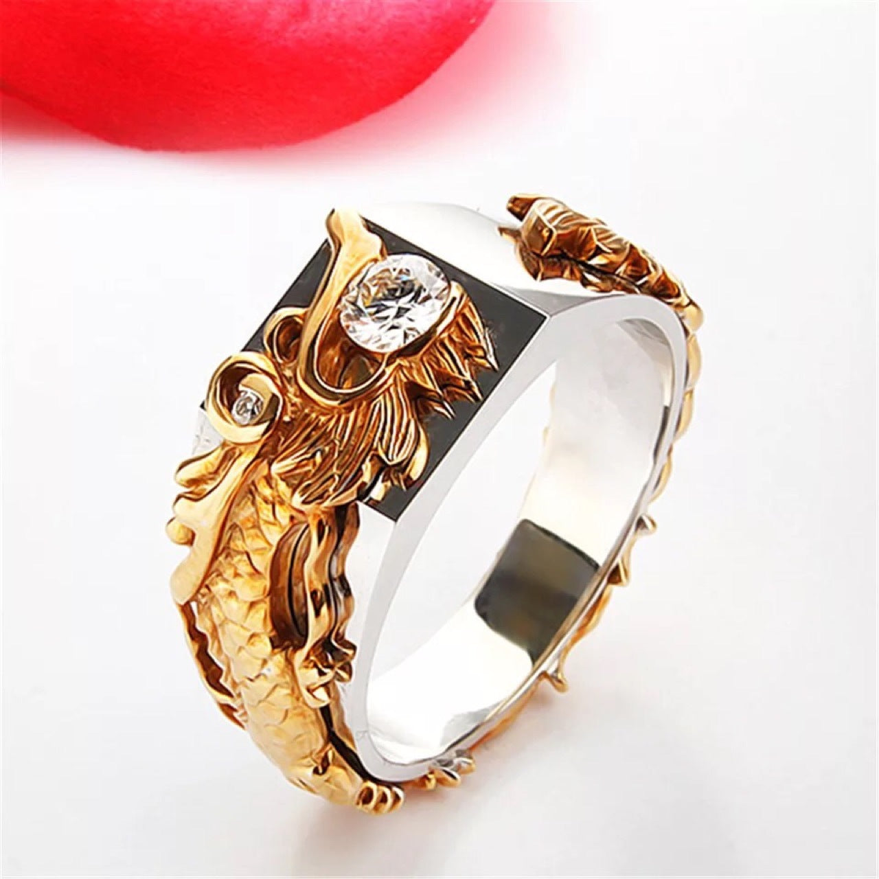 Dragon Pattern Two-color Zircon Rhinestone Ring