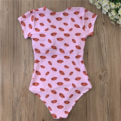 Red lips print swimsuits