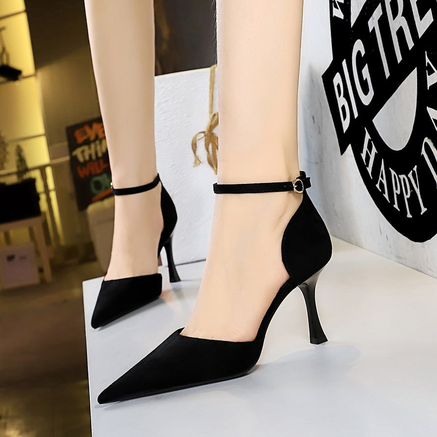 Suede Ankle-strap High Heels