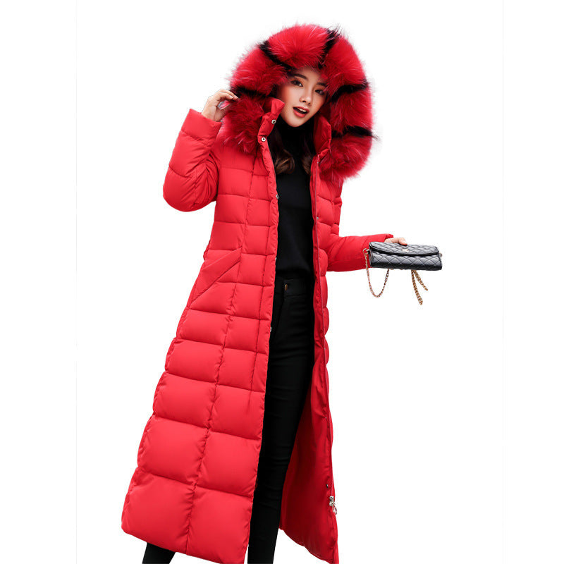 Fur collar padded jacket with belt