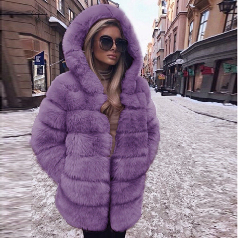 Luxury winter warm fluffy faux fur coats