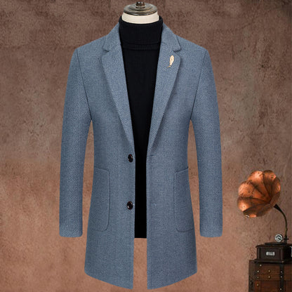 Lapel Herringbone Slim-fit Cashmere Coats