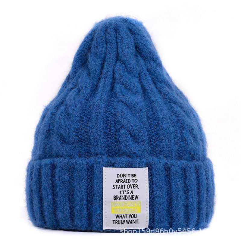 Knitted Hat Men and Women Candy Color Woolen Hat Neutral Elastic Curling Cap