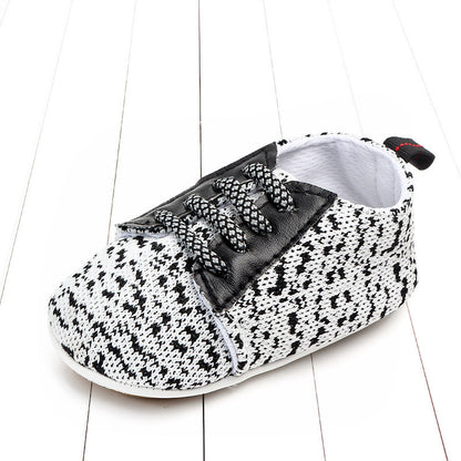 Spring and autumn lace-up flying knit baby shoes