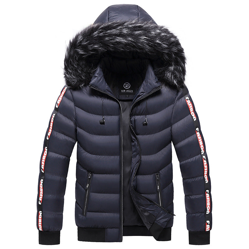 Chaquetas acolchadas de algodón con cuello de piel de invierno para hombre